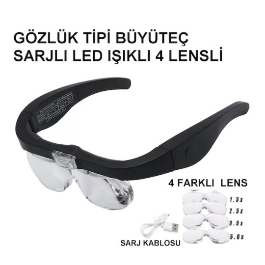 Nikula- Şarjlı gözlük Büyüteç  4 Farklı Lens -11537dc