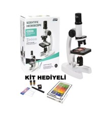2’li Set Çocuk Eğitici Biyolojik Mikroskop Kiti Zoom Led Işıklı 100x 400x 1200x St1200x