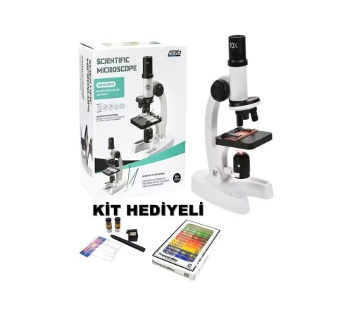 2’li Set Çocuk Eğitici Biyolojik Mikroskop Kiti Zoom Led Işıklı 100x 400x 1200x St1200x