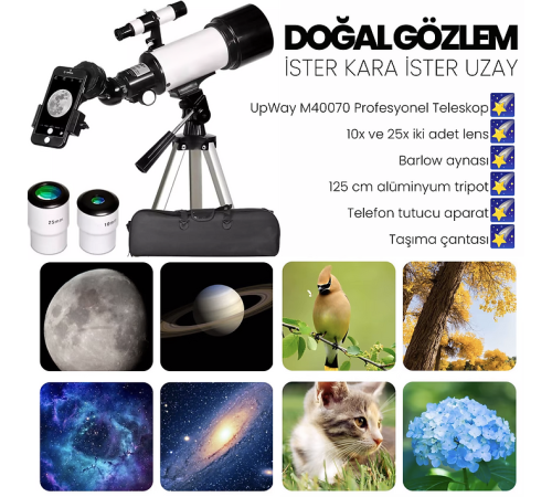 40070 Tripotlu Çantalı Zenith-Barlow X2 Lensli Profesyonel HD Teleskop