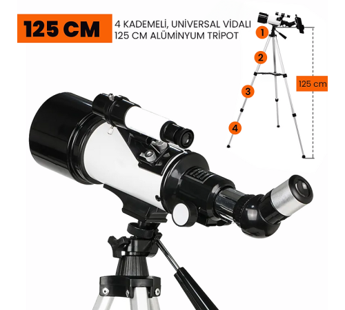 40070 Tripotlu Çantalı Zenith-Barlow X2 Lensli Profesyonel HD Teleskop