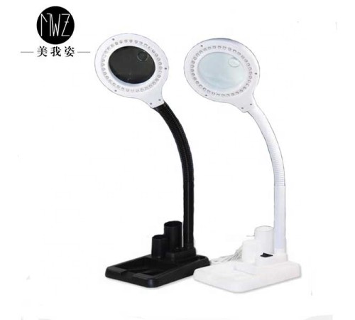 Beyaz Esnek 5X / 10X 40 LED Işıklı Büyüteç Lamba Büyüteç Okuma Çalışma Lehim Masa Lambası A808