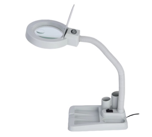 Beyaz Esnek 5X / 10X 40 LED Işıklı Büyüteç Lamba Büyüteç Okuma Çalışma Lehim Masa Lambası A808