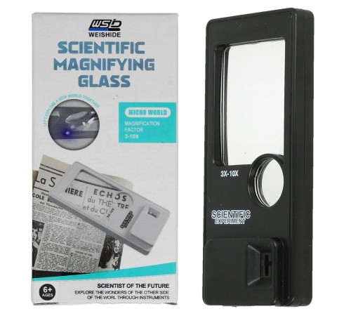 Cep  Büyüteci Dikdörtgen 3/10x Mini Taşınabilir Saplı Büyüteç Led Para Dedektörü