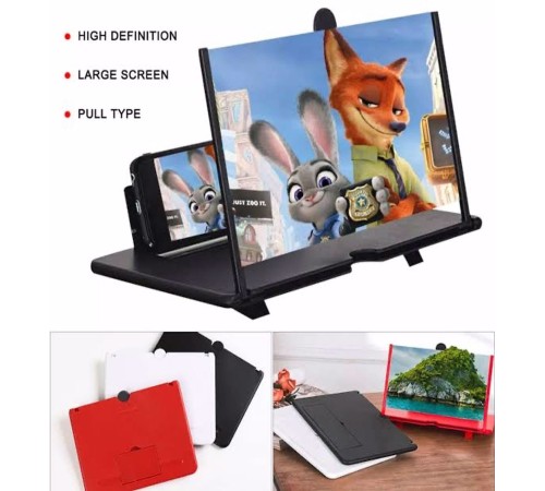 Telefon Ekran Büyüteci – 12 İnç Taşınabilir Ekran Büyütücü Stand, Katlanabilir Telefon Tutucu