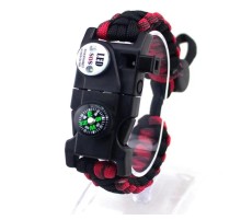 Pusula,Fenerli Yüksek Desibel Düdüklü Hayatta Kalma Kamp Bilekliği - KIRMIZI