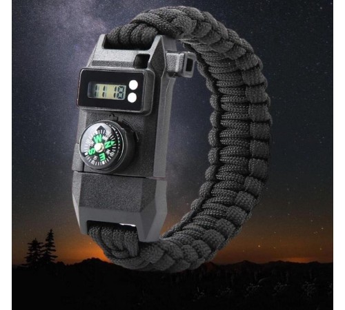Paracord Dijital Saat Düdük Hayatta Kalma Kamp Bilekliği