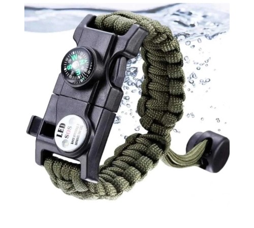 Pusula,Fenerli Yüksek Desibel Düdüklü Hayatta Kalma Kamp Bilekliği - HAKİ