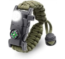 Pusula,Fenerli Yüksek Desibel Düdüklü Hayatta Kalma Kamp Bilekliği - HAKİ