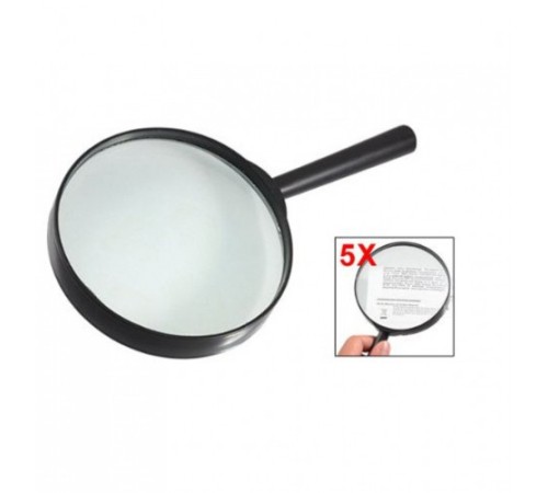Nikula-Plastik Siyah Yuvarlak Kolu 100mm Dia Büyüteç 5x Büyüteç