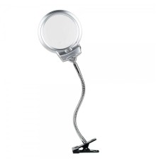 Nikula-2.5X130 MM 5X24 MM LED Aydınlatmalı Büyüteç,Masa üstü Metal Hortum Mandallı-MG15124-C