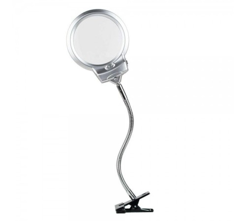 Nikula-2.5X130 MM 5X24 MM LED Aydınlatmalı Büyüteç,Masa üstü Metal Hortum Mandallı-MG15124-C