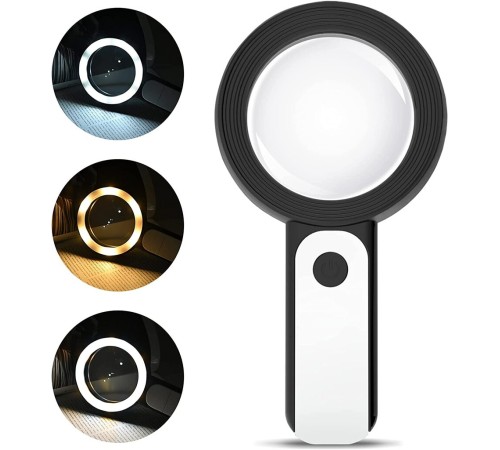 Nikula-30X -12Işıklı Büyüteç Taşınabilir Çıft Katmanlı Optik Cam Okuma Büyüteç 2290-18