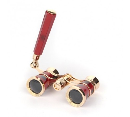 Nefis Işlemeli, Tiyatro / Opera Dürbünü 3x25 Prinç Metal Kaplamalı Retro Kahverengi