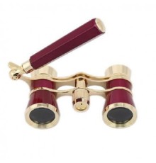 Nefis Işlemeli, Tiyatro / Opera Dürbünü 3x25 Prinç Metal Kaplamalı Retro Kahverengi