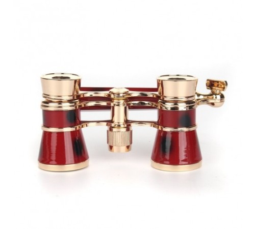 Nefis Işlemeli, Tiyatro / Opera Dürbünü 3x25 Prinç Metal Kaplamalı Retro Kahverengi