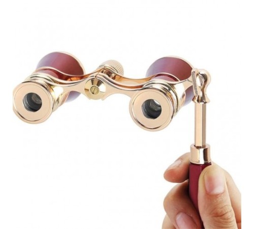 Nefis Işlemeli, Tiyatro / Opera Dürbünü 3x25 Prinç Metal Kaplamalı Retro Kahverengi