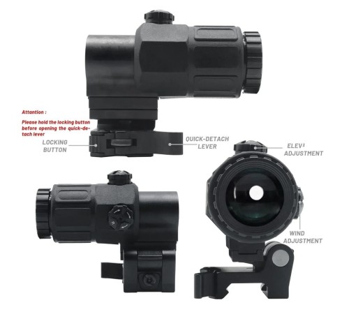 Nikula Magnifier 5x Yakınlaştırmalı Dürbün - 22mm Ray Uyumlu, Katlanır Yaylı Ayaklı