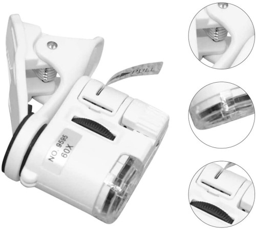 Nikula- 60X Mini Cep Telefonu Için Mandallı Mikroskop Uv Ledli Büyüteç Model AL2431