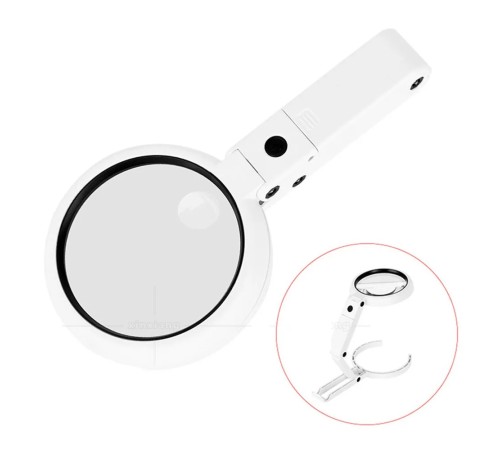 USB şarj edilebilir katlanabilir 3.5-10x büyüteç 8 LEDli masa ve eliçin  taşınabilir büyüteç FS90RC
