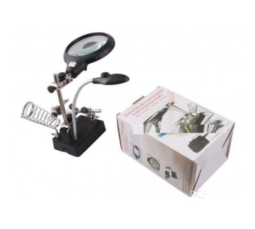 Nikula-Masa üstü Mandallı ,2.5x90mm, 7.5x34mm Mercekli ,adaptörlu ışıklı Büyüteç