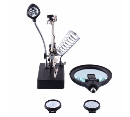 Nikula-Masa üstü Mandallı ,2.5x90mm, 7.5x34mm Mercekli ,adaptörlu ışıklı Büyüteç