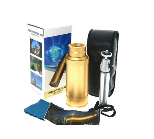 50x50 Panda Metal Gövde Tek Gözle Büyük Mercek Korsan Dürbün Gold