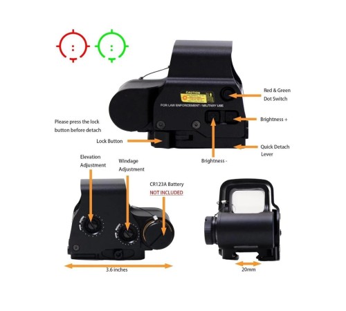 Nikula 558-G43 XPS2 Hedef İşaretleyici Red Dot - Holografik Nişangâh, 5x Büyütmeli Set-Siyah