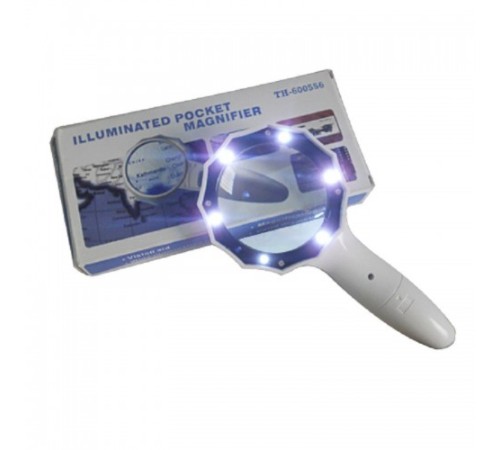 Nikula-4x 6 Led Işık Aydınlatma 75mm Optik Lens El Büyüteç