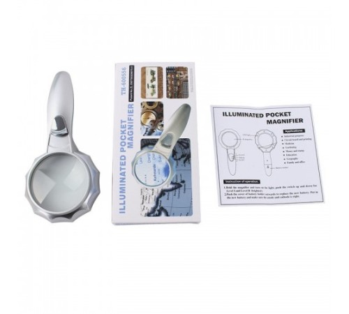 Nikula-4x 6 Led Işık Aydınlatma 75mm Optik Lens El Büyüteç