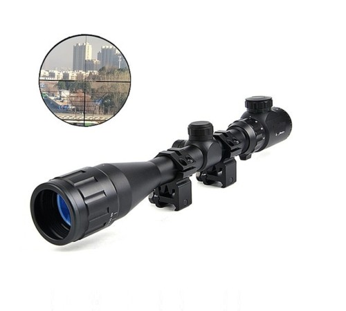 4-12x40 Aoeg Tüfek Dürbünü Mil Dot Kırmızı - Yeşil Lens Koruyucu