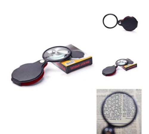 Nikula-5x 60mm Cam Optik Lens,katlabilir,deri Kaplamalı Cep Büyüteç-xx1051